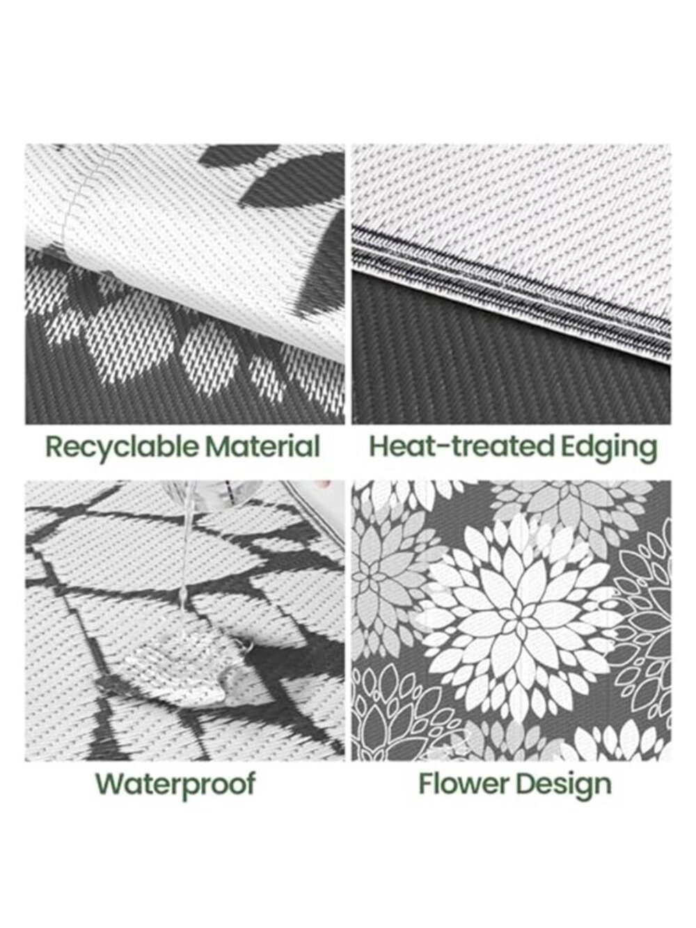 Outdoor Rug Waterproof Outdoor Plastic Straw Rug Reversible Patio Rug Reversible - Picture 4 of 7